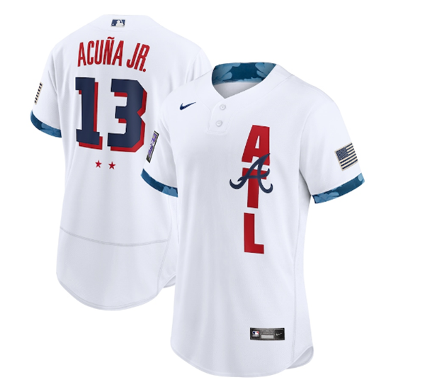 Men's White Atlanta Braves #13 Ronald Acuña Jr. 2021 All-Star Flex Base Stitched MLB Jersey